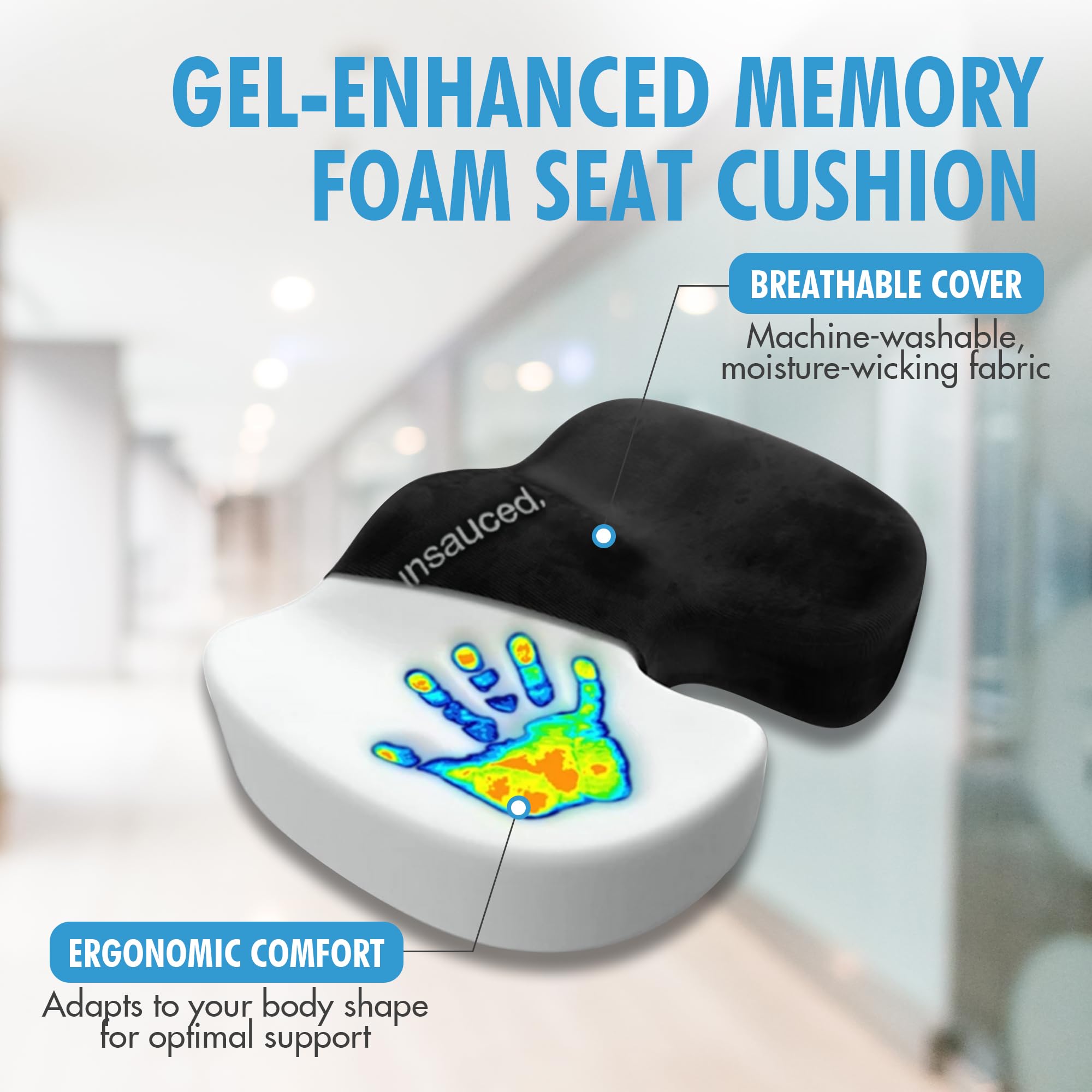 Amazon.co.jp: unsauced ジェル強化シートクッション デスクチェア用